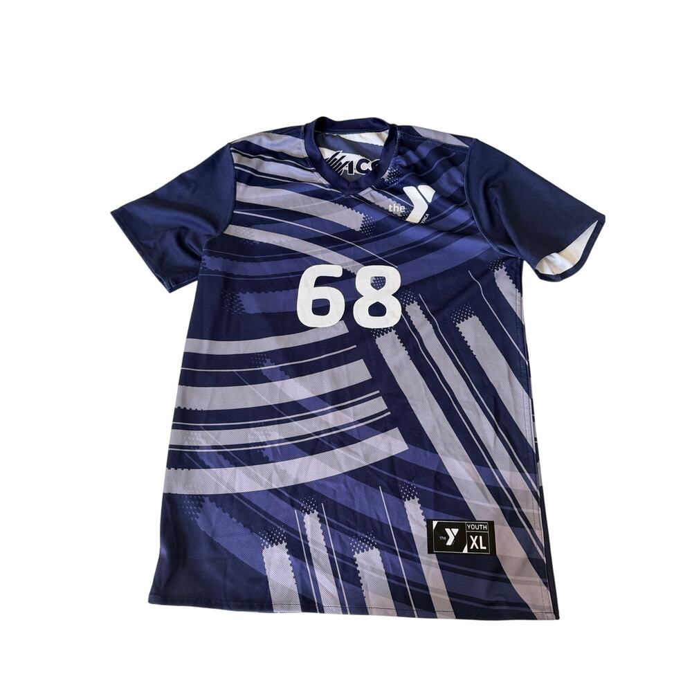 YMCA Youth XL Soccer Jersey #68 - Navy Blue & Purple